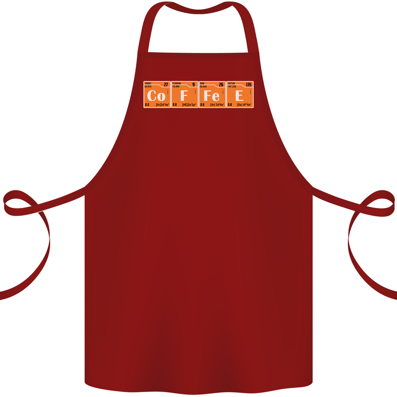 Coffee Periodic Table Chemistry Geek Funny Cotton Apron 100% Organic Maroon