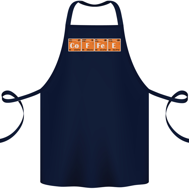 Coffee Periodic Table Chemistry Geek Funny Cotton Apron 100% Organic Navy Blue