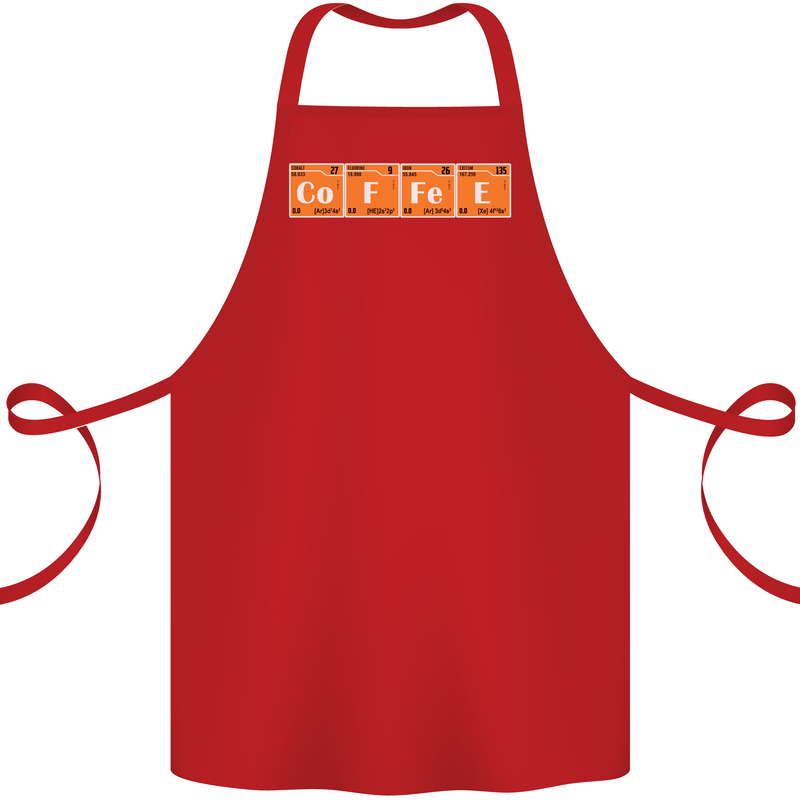 Coffee Periodic Table Chemistry Geek Funny Cotton Apron 100% Organic Red