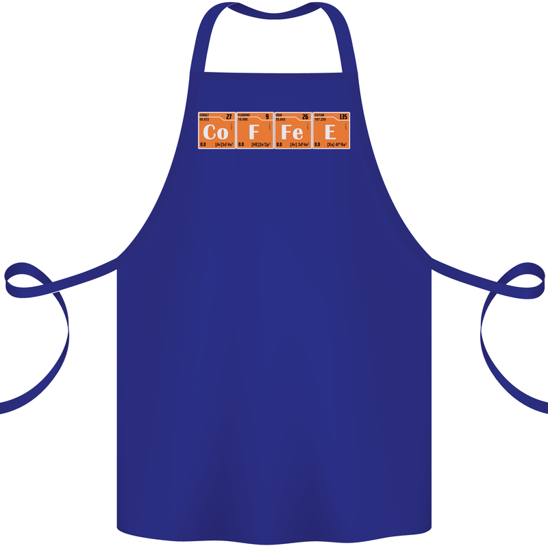 Coffee Periodic Table Chemistry Geek Funny Cotton Apron 100% Organic Royal Blue