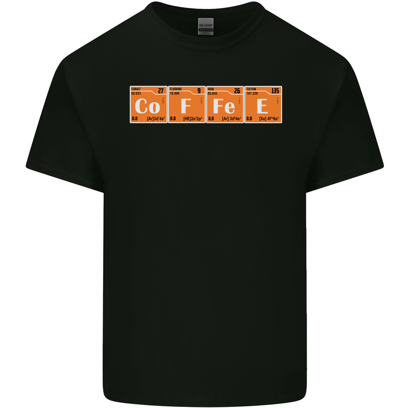 Coffee Periodic Table Chemistry Geek Funny Mens Cotton T-Shirt Tee Top Black