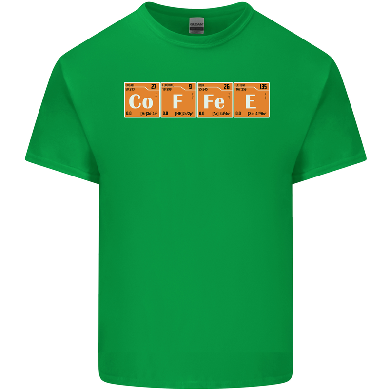 Coffee Periodic Table Chemistry Geek Funny Mens Cotton T-Shirt Tee Top Irish Green