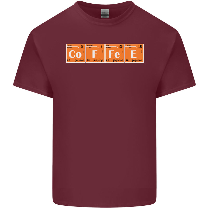 Coffee Periodic Table Chemistry Geek Funny Mens Cotton T-Shirt Tee Top Maroon