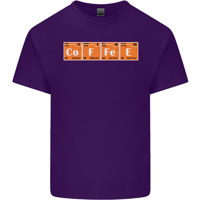 Coffee Periodic Table Chemistry Geek Funny Mens Cotton T-Shirt Tee Top Purple