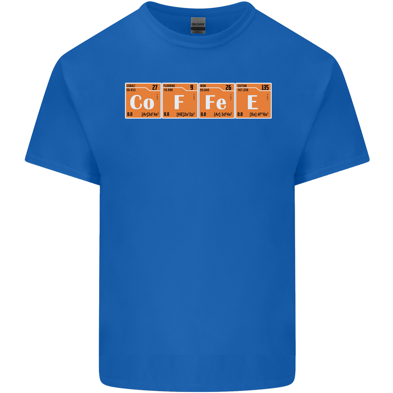 Coffee Periodic Table Chemistry Geek Funny Mens Cotton T-Shirt Tee Top Royal Blue