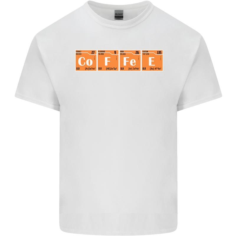 Coffee Periodic Table Chemistry Geek Funny Mens Cotton T-Shirt Tee Top White