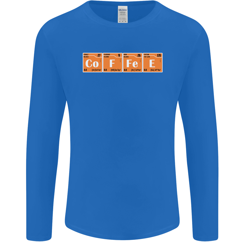 Coffee Periodic Table Chemistry Geek Funny Mens Long Sleeve T-Shirt Royal Blue