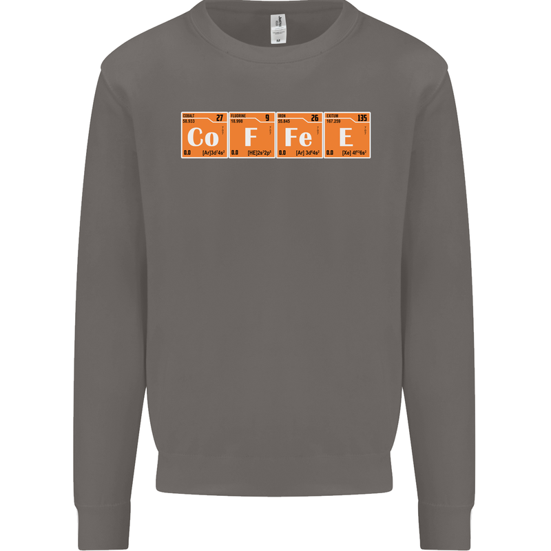 Coffee Periodic Table Chemistry Geek Funny Mens Sweatshirt Jumper Charcoal