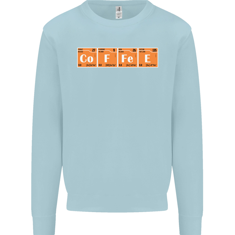 Coffee Periodic Table Chemistry Geek Funny Mens Sweatshirt Jumper Light Blue
