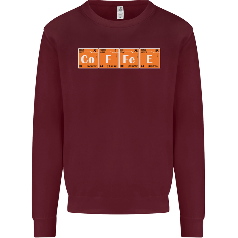 Coffee Periodic Table Chemistry Geek Funny Mens Sweatshirt Jumper Maroon