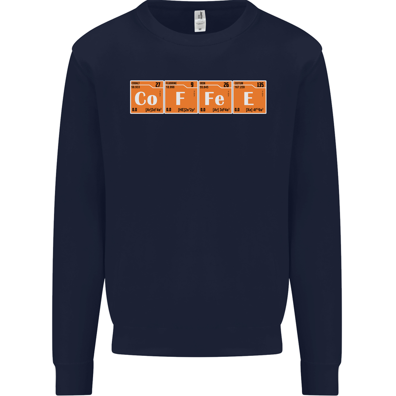 Coffee Periodic Table Chemistry Geek Funny Mens Sweatshirt Jumper Navy Blue