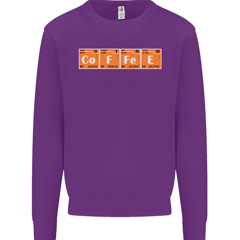 Coffee Periodic Table Chemistry Geek Funny Mens Sweatshirt Jumper Purple