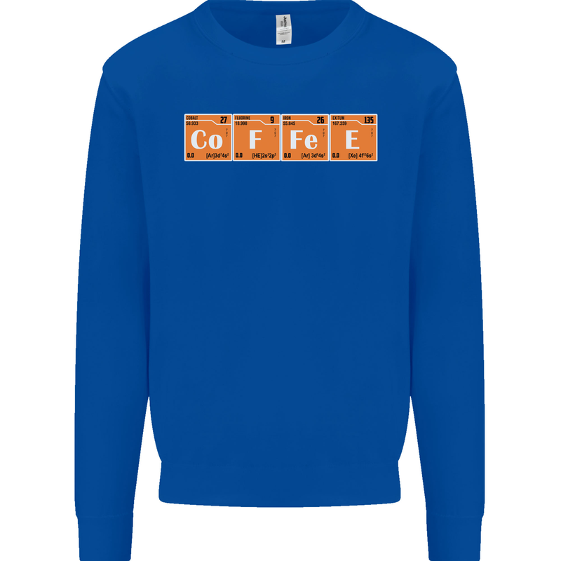 Coffee Periodic Table Chemistry Geek Funny Mens Sweatshirt Jumper Royal Blue