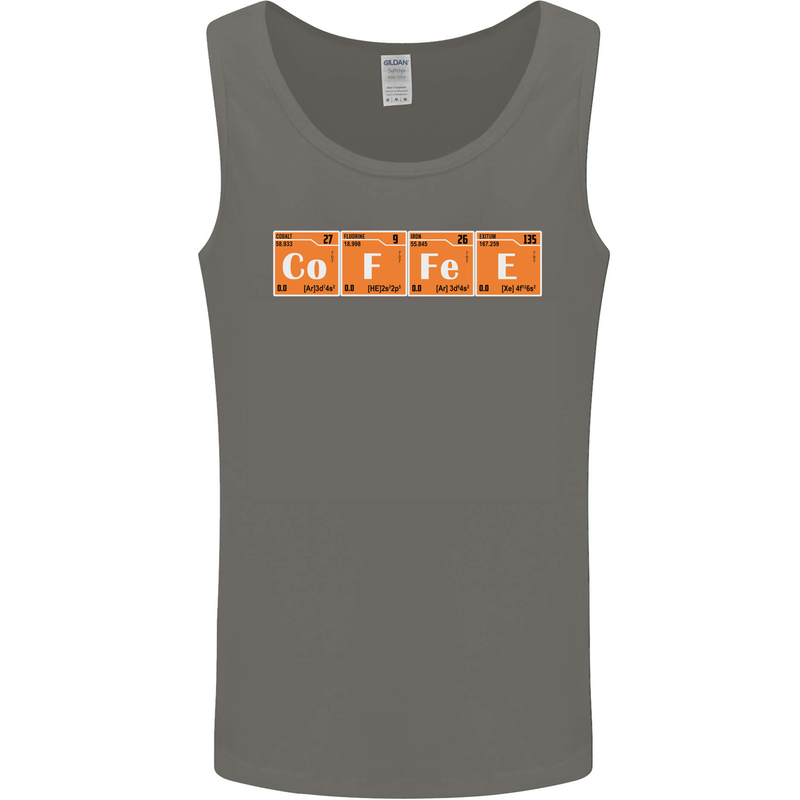 Coffee Periodic Table Chemistry Geek Funny Mens Vest Tank Top Charcoal