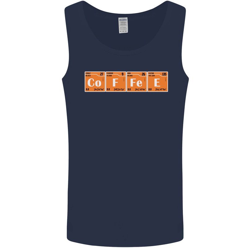 Coffee Periodic Table Chemistry Geek Funny Mens Vest Tank Top Navy Blue