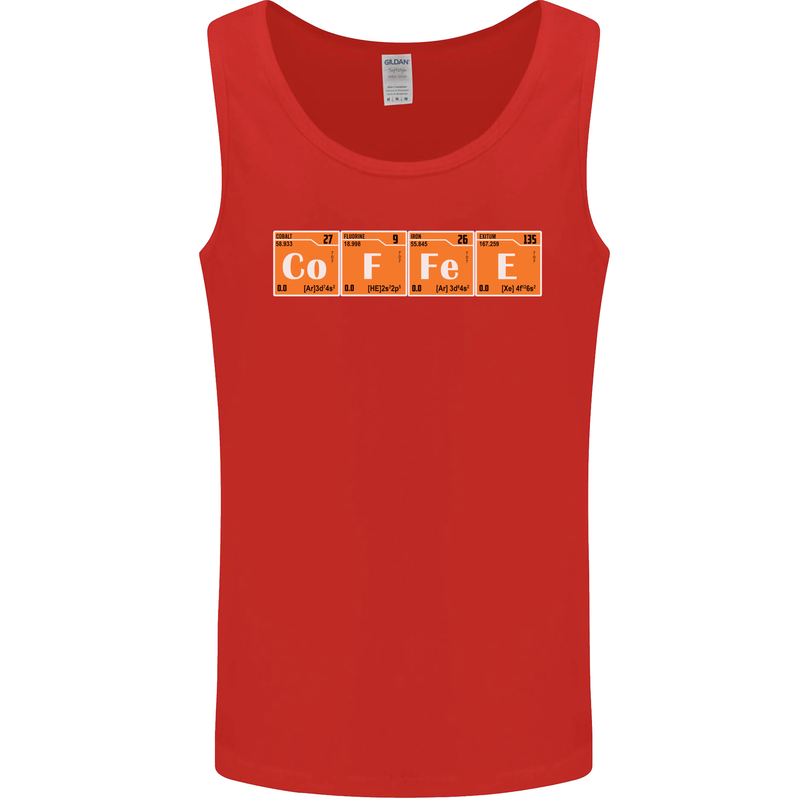 Coffee Periodic Table Chemistry Geek Funny Mens Vest Tank Top Red