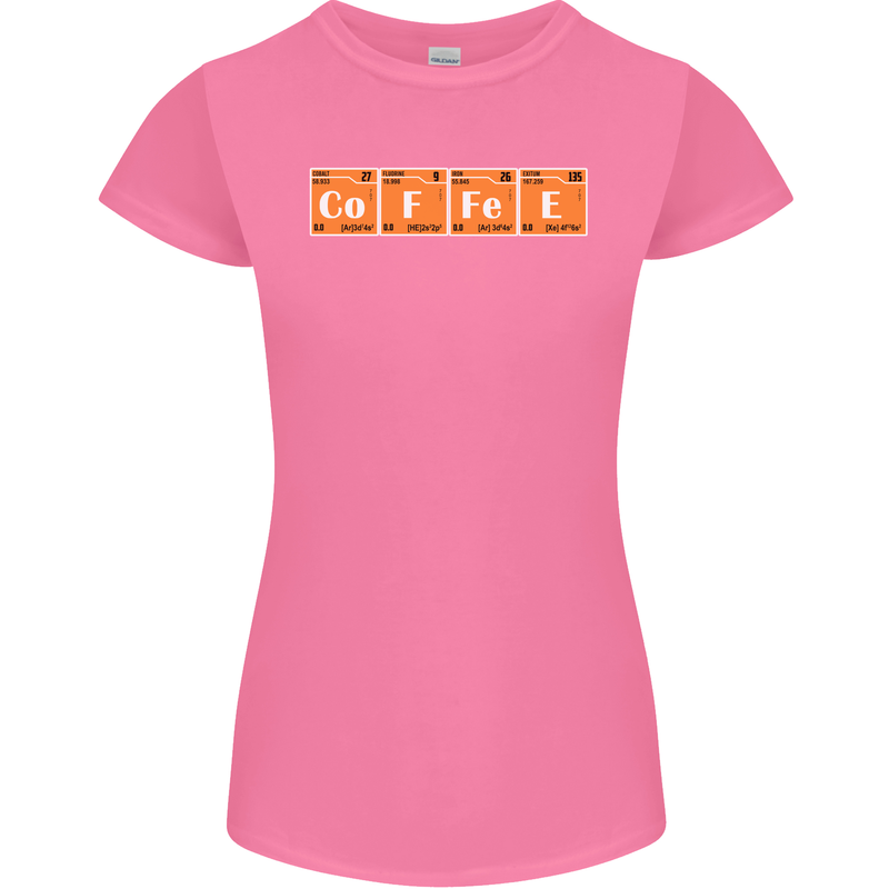 Coffee Periodic Table Chemistry Geek Funny Womens Petite Cut T-Shirt Azalea
