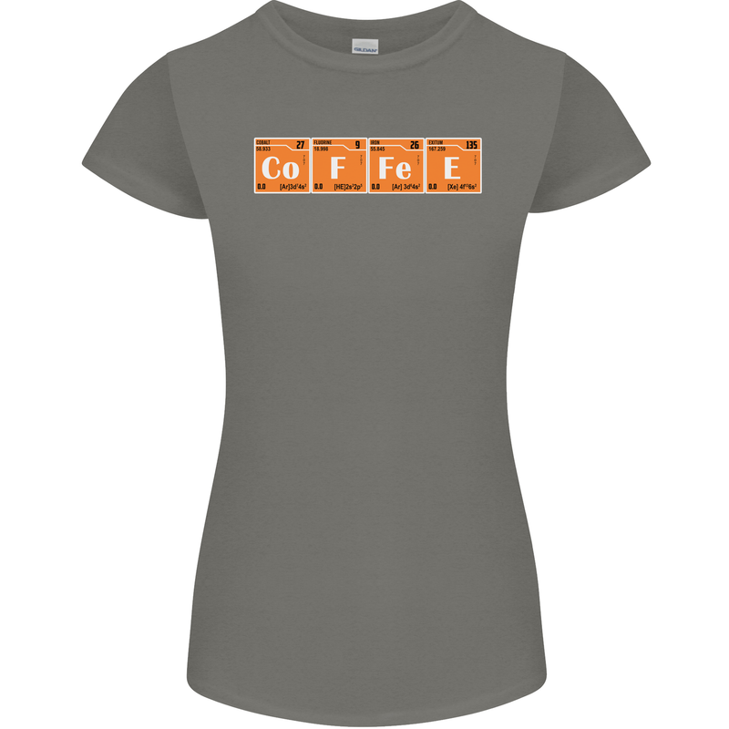 Coffee Periodic Table Chemistry Geek Funny Womens Petite Cut T-Shirt Charcoal