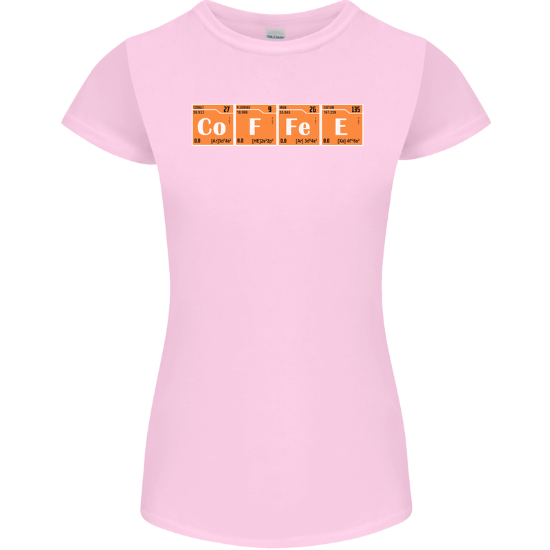 Coffee Periodic Table Chemistry Geek Funny Womens Petite Cut T-Shirt Light Pink