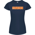 Coffee Periodic Table Chemistry Geek Funny Womens Petite Cut T-Shirt Navy Blue