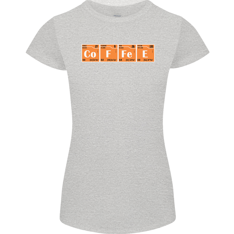 Coffee Periodic Table Chemistry Geek Funny Womens Petite Cut T-Shirt Sports Grey