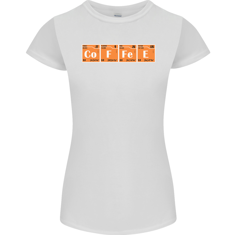 Coffee Periodic Table Chemistry Geek Funny Womens Petite Cut T-Shirt White