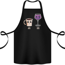 Coffee am Wine pm Funny Alcohol Prosecco Cotton Apron 100% Organic Black