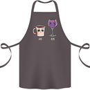 Coffee am Wine pm Funny Alcohol Prosecco Cotton Apron 100% Organic Dark Grey