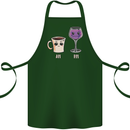Coffee am Wine pm Funny Alcohol Prosecco Cotton Apron 100% Organic Forest Green