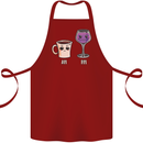 Coffee am Wine pm Funny Alcohol Prosecco Cotton Apron 100% Organic Maroon