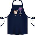 Coffee am Wine pm Funny Alcohol Prosecco Cotton Apron 100% Organic Navy Blue