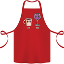 Coffee am Wine pm Funny Alcohol Prosecco Cotton Apron 100% Organic Red