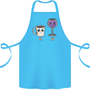 Coffee am Wine pm Funny Alcohol Prosecco Cotton Apron 100% Organic Turquoise