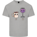 Coffee am Wine pm Funny Alcohol Prosecco Kids T-Shirt Childrens Sports Grey