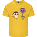 Coffee am Wine pm Funny Alcohol Prosecco Kids T-Shirt Childrens Yellow
