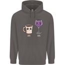 Coffee am Wine pm Funny Alcohol Prosecco Mens 80% Cotton Hoodie Charcoal