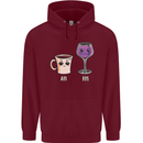 Coffee am Wine pm Funny Alcohol Prosecco Mens 80% Cotton Hoodie Maroon