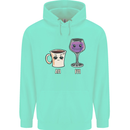 Coffee am Wine pm Funny Alcohol Prosecco Mens 80% Cotton Hoodie Peppermint