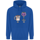 Coffee am Wine pm Funny Alcohol Prosecco Mens 80% Cotton Hoodie Royal Blue