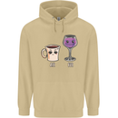 Coffee am Wine pm Funny Alcohol Prosecco Mens 80% Cotton Hoodie Sand