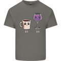 Coffee am Wine pm Funny Alcohol Prosecco Mens Cotton T-Shirt Tee Top Charcoal