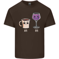 Coffee am Wine pm Funny Alcohol Prosecco Mens Cotton T-Shirt Tee Top Dark Chocolate