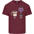 Coffee am Wine pm Funny Alcohol Prosecco Mens Cotton T-Shirt Tee Top Maroon