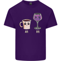 Coffee am Wine pm Funny Alcohol Prosecco Mens Cotton T-Shirt Tee Top Purple
