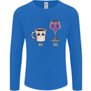 Coffee am Wine pm Funny Alcohol Prosecco Mens Long Sleeve T-Shirt Royal Blue