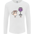 Coffee am Wine pm Funny Alcohol Prosecco Mens Long Sleeve T-Shirt White
