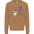 Coffee am Wine pm Funny Alcohol Prosecco Mens Sweatshirt Jumper Caramel Latte