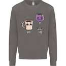 Coffee am Wine pm Funny Alcohol Prosecco Mens Sweatshirt Jumper Charcoal