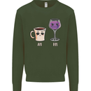 Coffee am Wine pm Funny Alcohol Prosecco Mens Sweatshirt Jumper Forest Green