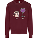 Coffee am Wine pm Funny Alcohol Prosecco Mens Sweatshirt Jumper Maroon